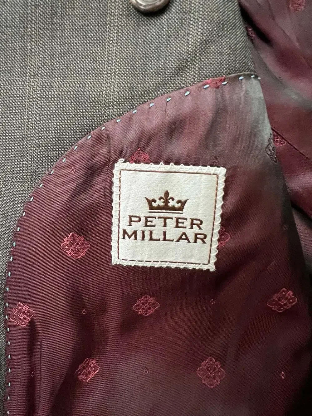 Peter Millar John Ongley Collection Wool Windowpane Blazer Size 46L see measurem
